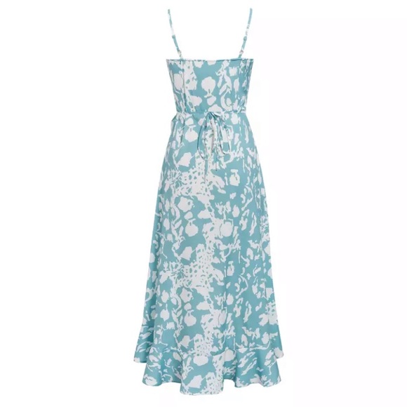Teal Ruffle Split Hem Summer Maxi Dress - Picture 7 of 8
